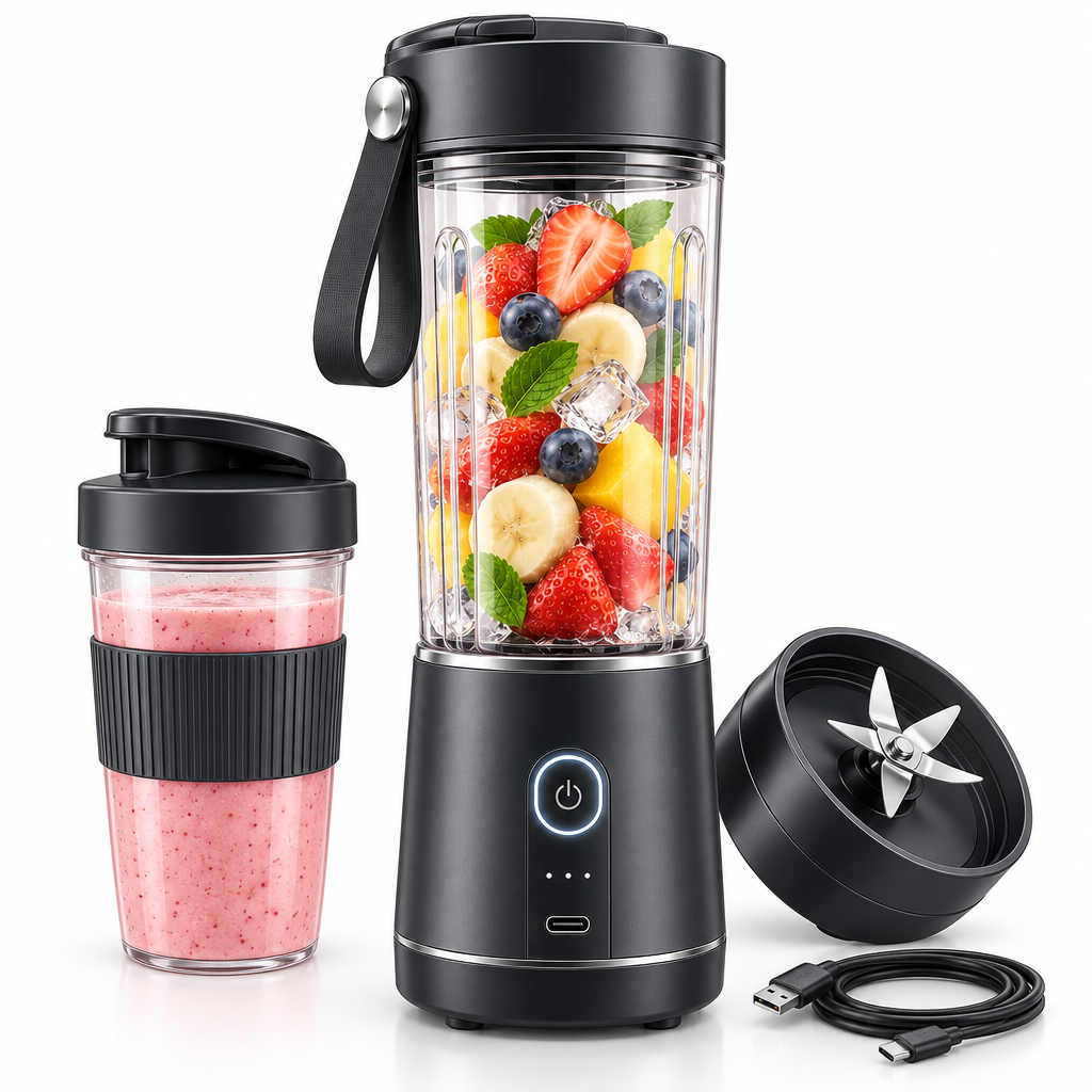 Talvexiq™ BlendGo 16 Portable Blender – 16 oz USB-C Rechargeable Personal Smoothie Blender with 6-Blade System & Travel Lid